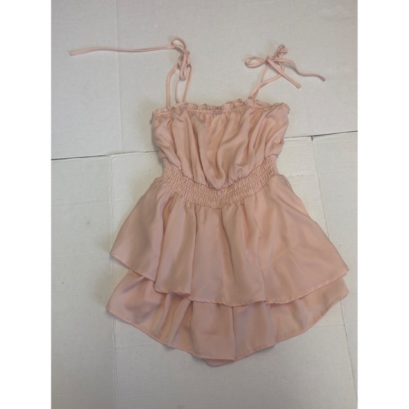 Tie Shoulder Smocked Ruffle Tiered Romper M Coquette Girly Fairycore - Picture 5 of 8